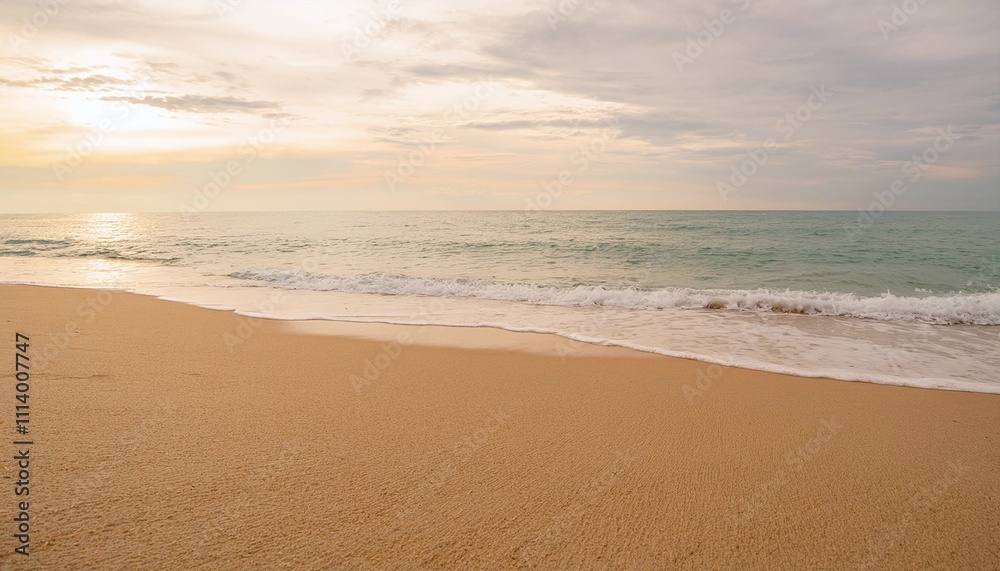Turquoise Ocean Against Sandy Beach Under Yellow Sky Turquoise Ocean Against Sandy Beach Under Yellow Sky
