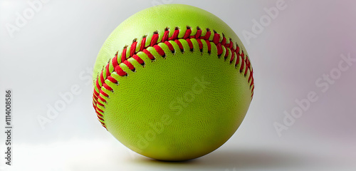 A close-up of a single softball, showcased against a white background, perfect for sports marketing or graphics related to baseball or softball.