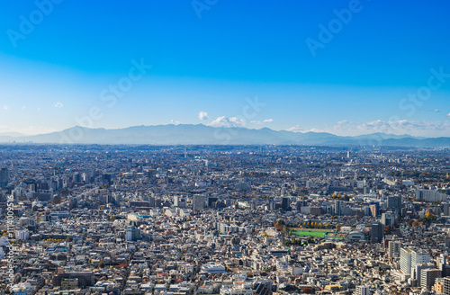 富士山と東京都市風景 都庁から眺望