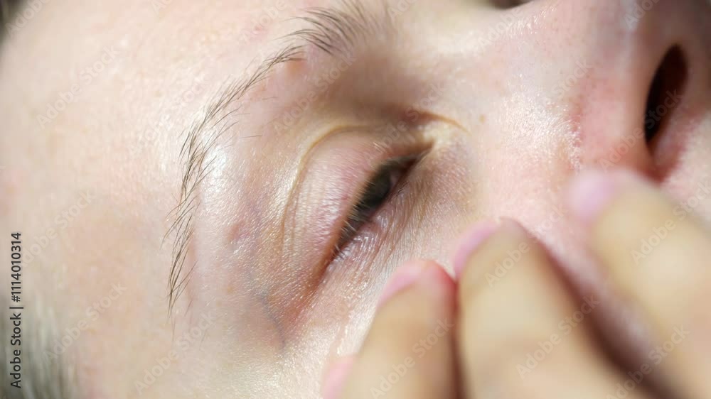Woman dripping eye drops into eyes. Close up. Woman dripping eye drops into eyes. Close up.
