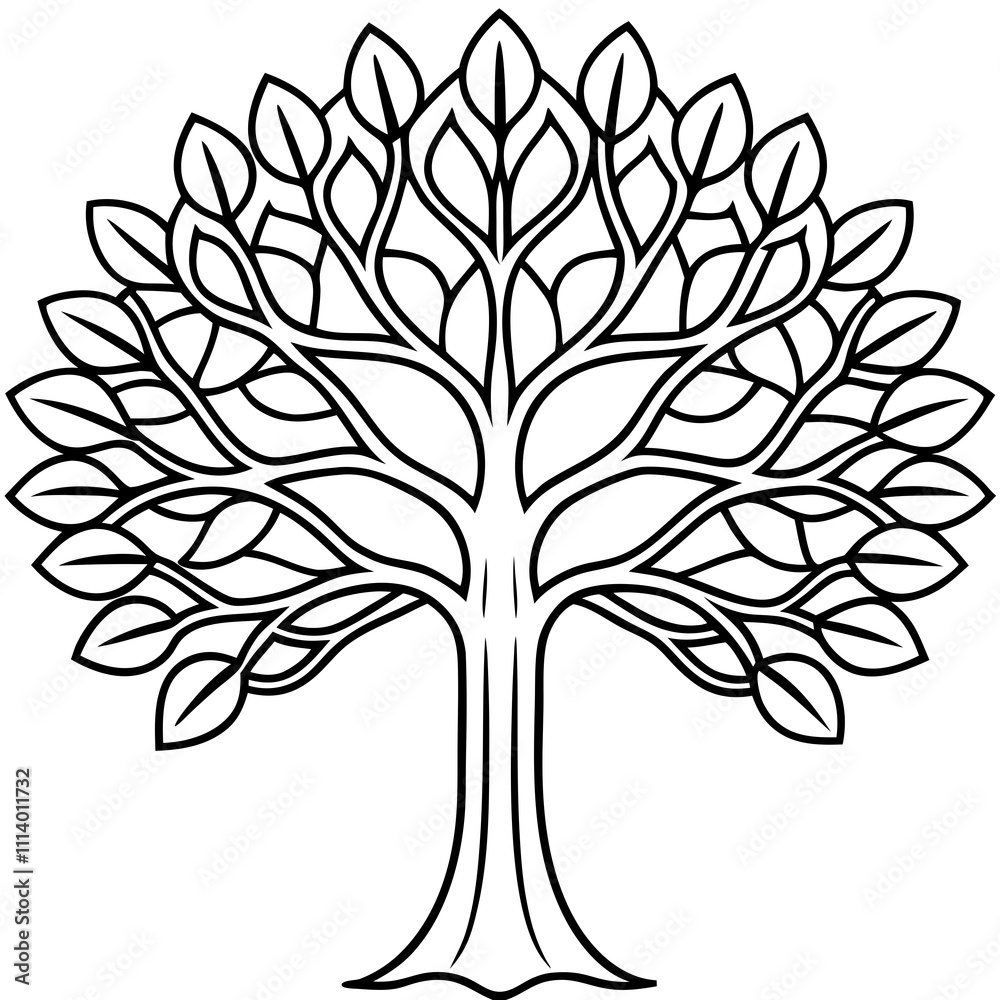 Fractal-Inspired Tree Endless Branch Patterns Line Art