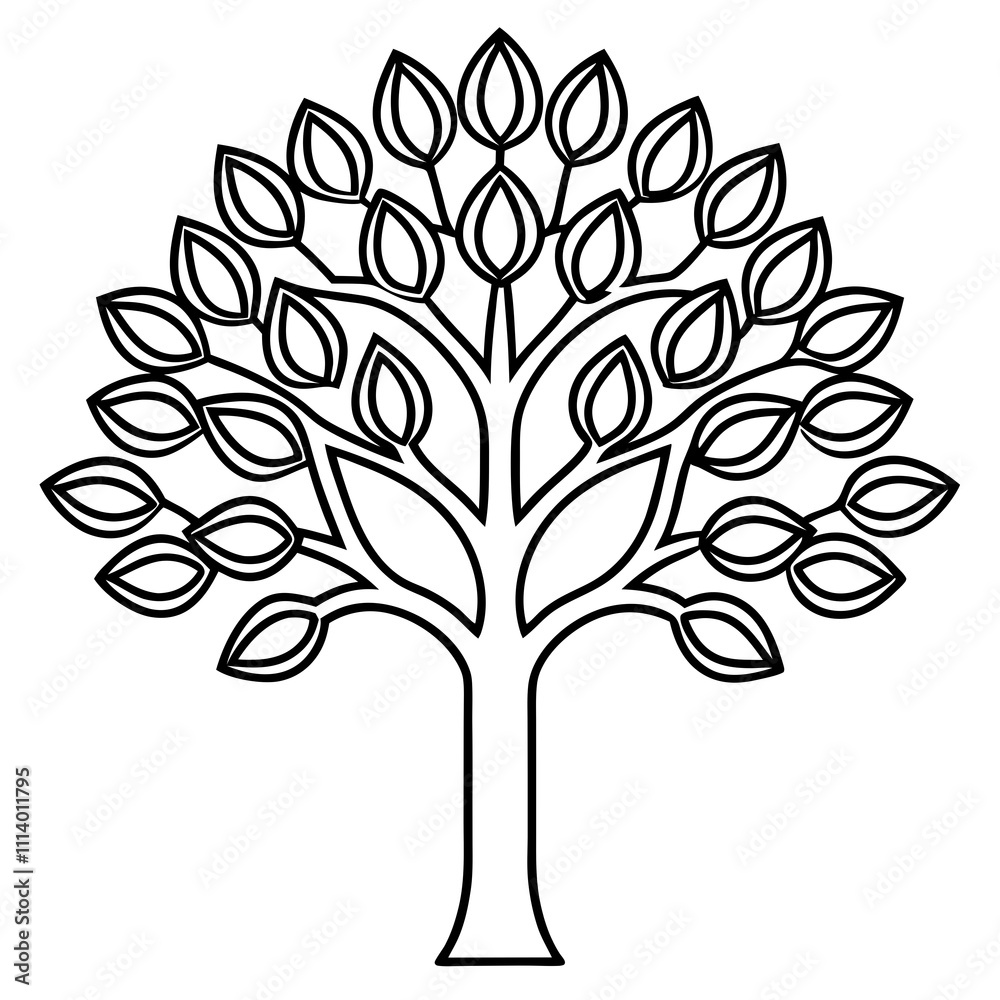 Obraz premium Fractal-Inspired Tree Endless Branch Patterns Line Art