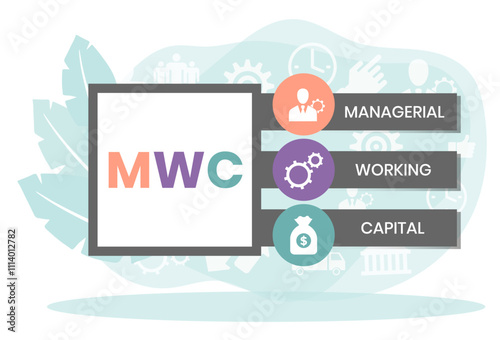 MWC - managerial working capital. acronym business concept. vector illustration concept with keywords and icons. lettering illustration with icons for web banner, flyer, landing page, presentation
