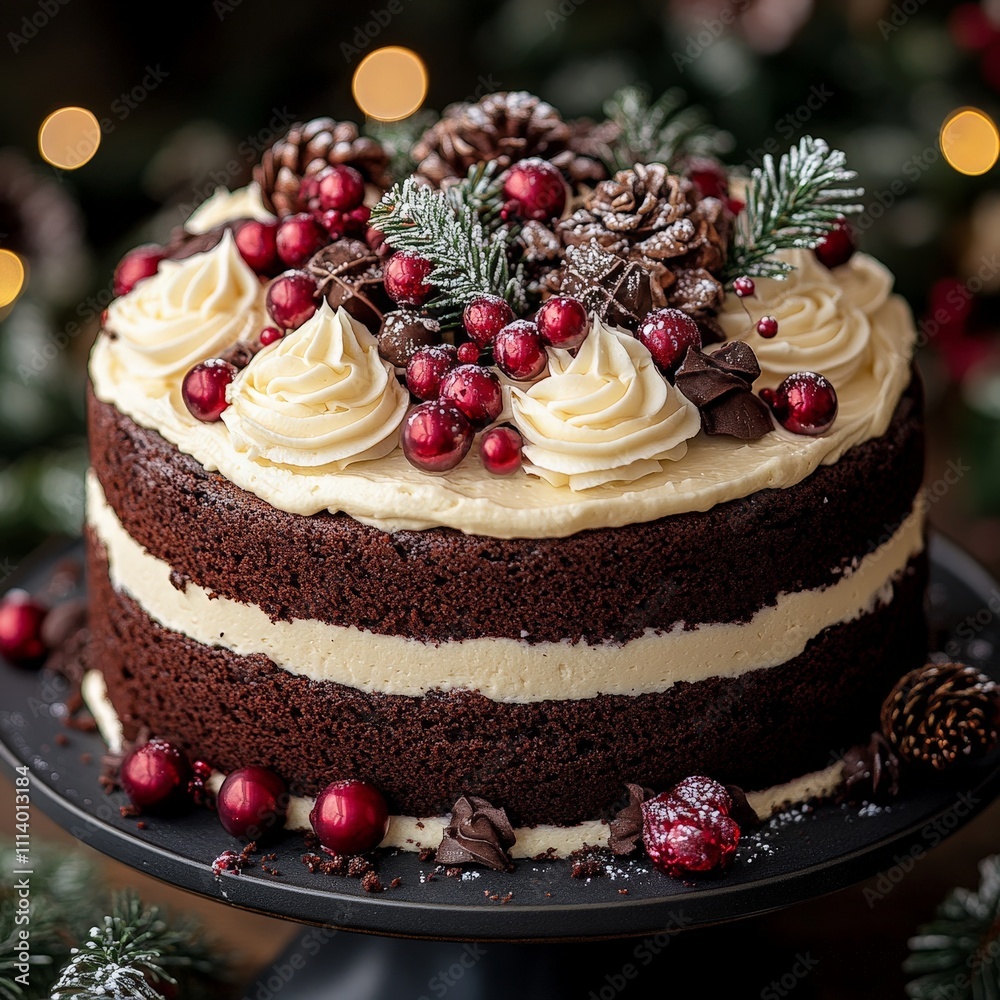 Holiday Chocolate Cake with White Frosting Holiday Chocolate Cake with White Frosting