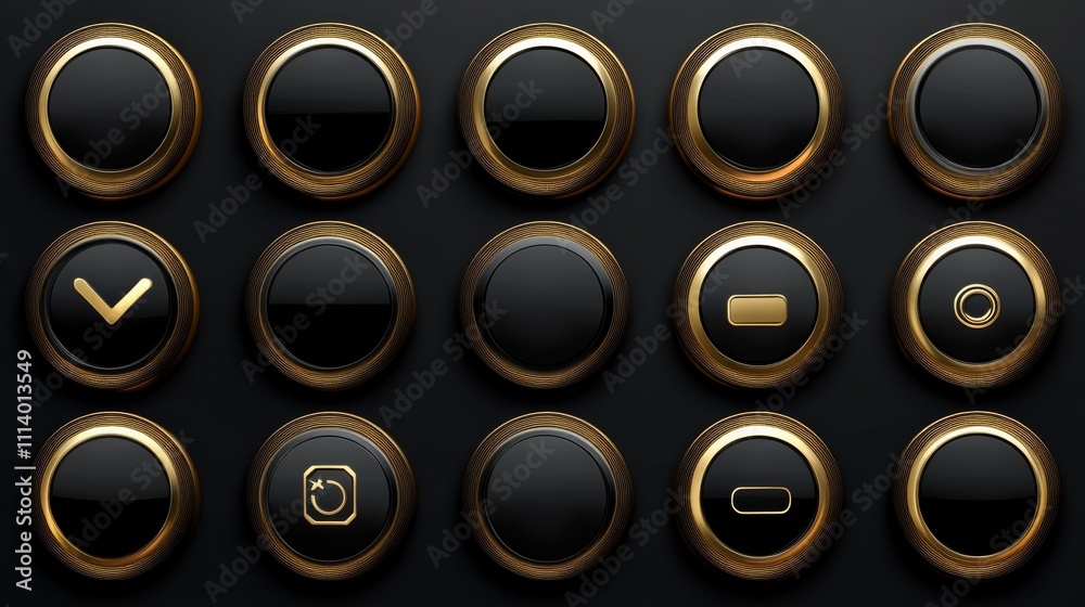Button set web glossy black Gold Button set web glossy black Gold