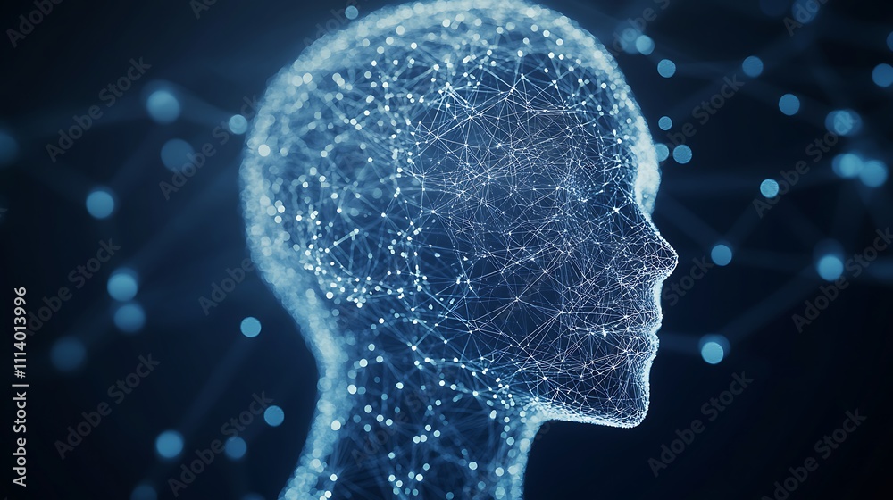3D human wireframe model with dynamic connection lines image 3D human wireframe model with dynamic connection lines image