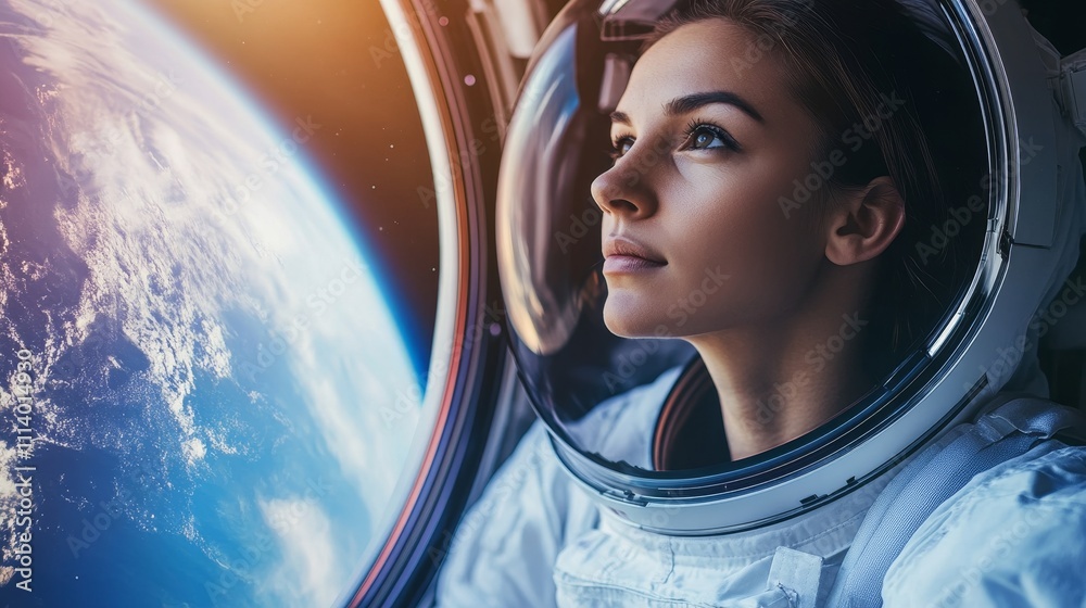 A contemplative astronaut gazes at Earth from space, embodying exploration and wonder. A contemplative astronaut gazes at Earth from space, embodying exploration and wonder.