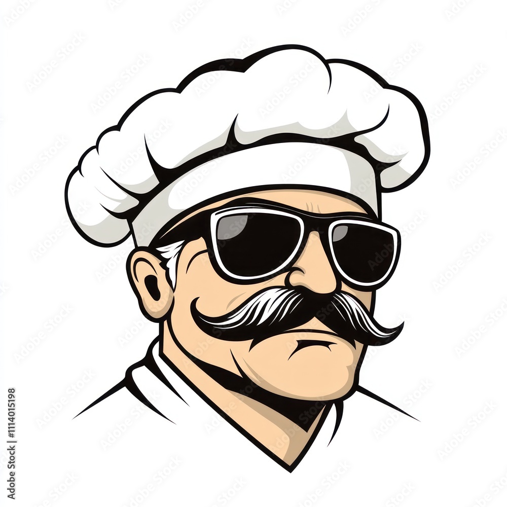 Cool chef with sunglasses and mustache. Cool chef with sunglasses and mustache.