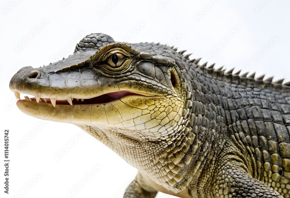 Fototapeta premium Crocodile Monitor on white background, AI Generated