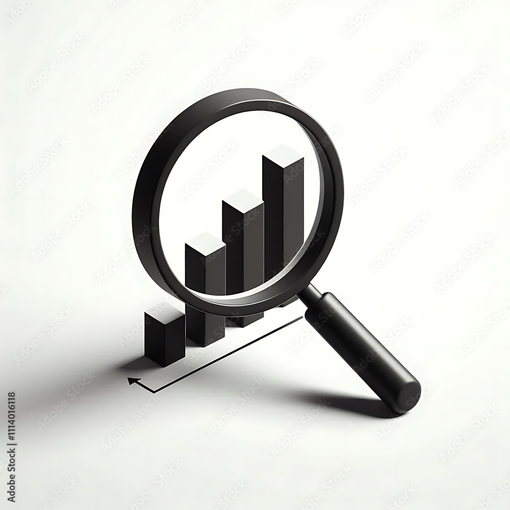 Minimalist Magnifying Glass with Bar Graph Minimalist Magnifying Glass with Bar Graph