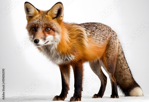 Cross Fox on white background, AI Generated photo