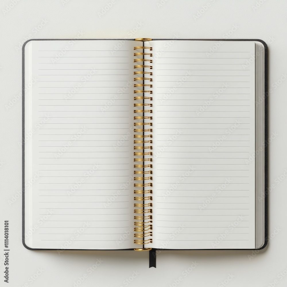 Top view blank notebook mockup with white pages open Top view blank notebook mockup with white pages open