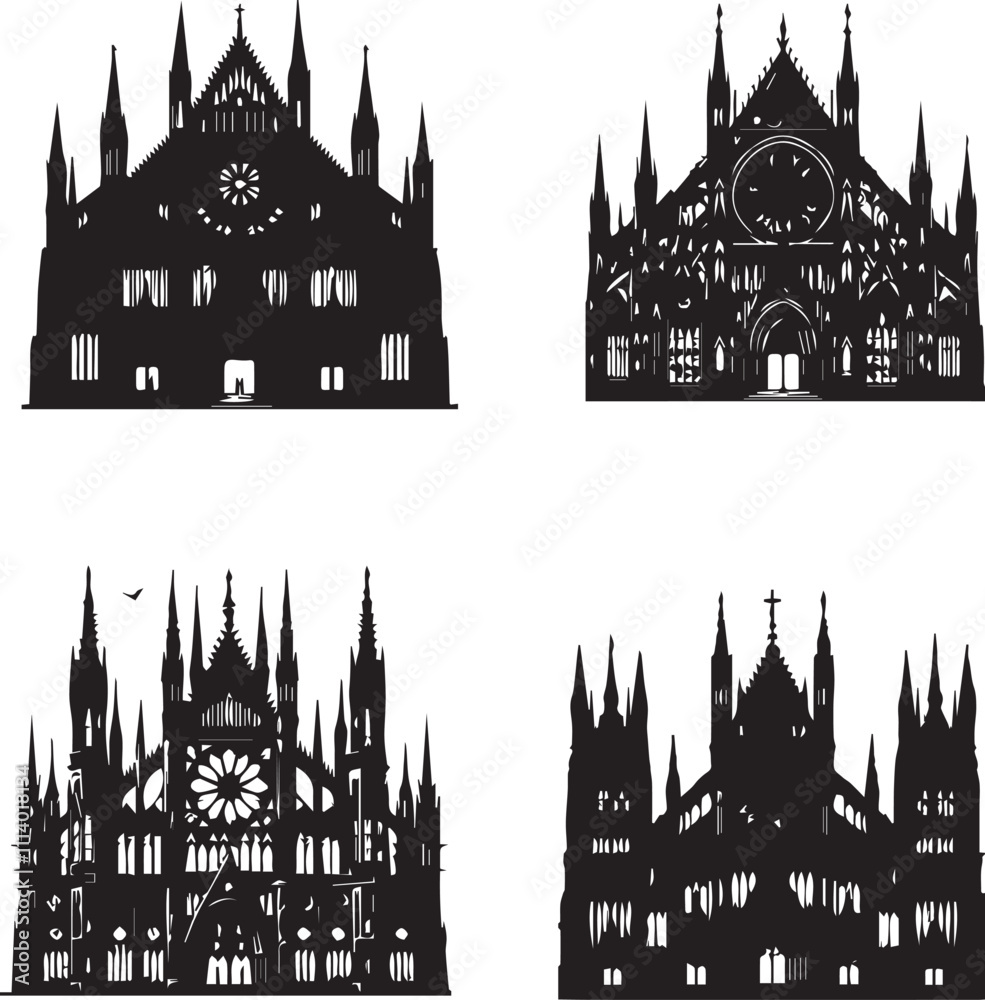 Fototapeta premium Gothic Silhouette Vector Set – Dark and Intricate Design Elements