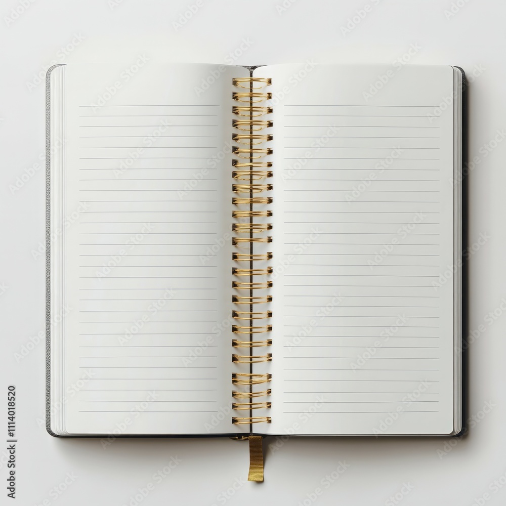 Top view blank notebook mockup with white pages open Top view blank notebook mockup with white pages open