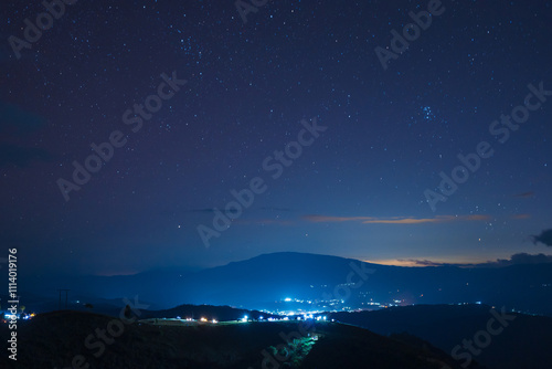 Beautiful scenery of the sea of mist in the morning at the Car Camping site with a viewpoint nature at Doi Ba Lu Kho Mountain in Mae Chaem, Chiang Mai, Thailand. Background concept. photo