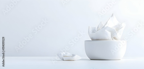 An essential tissue box, its practicality showcased against a stark white background, offering a clean and utilitarian visual appeal. photo