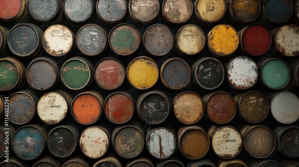 A Wall of Weathered and Colorful Barrels A Wall of Weathered and Colorful Barrels
