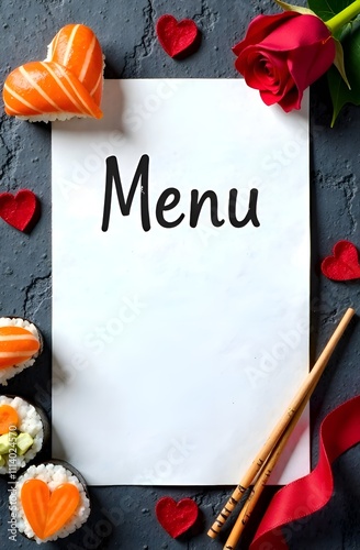 In the center is a large white paper template with handwritten text 