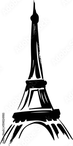 Iconic tower stands tall against the skyline of Paris isolated on transparent background. Vector illustration.