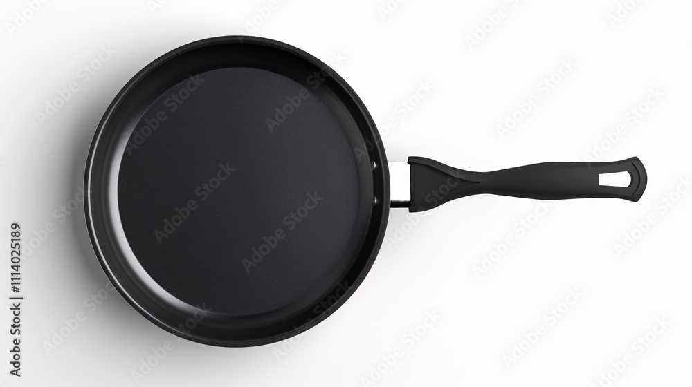 Top View of New Empty Frying Pan: A new empty frying pan viewed from the top, isolated on a white background. Top View of New Empty Frying Pan: A new empty frying pan viewed from the top, isolated on a white background.
