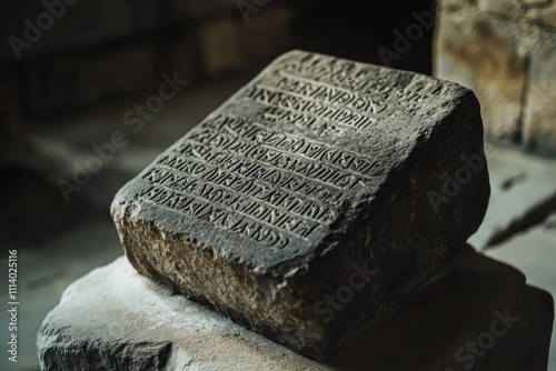 A stone tablet on which is written photo