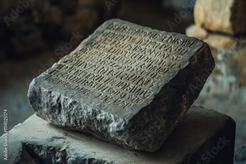 A stone tablet on which is written photo