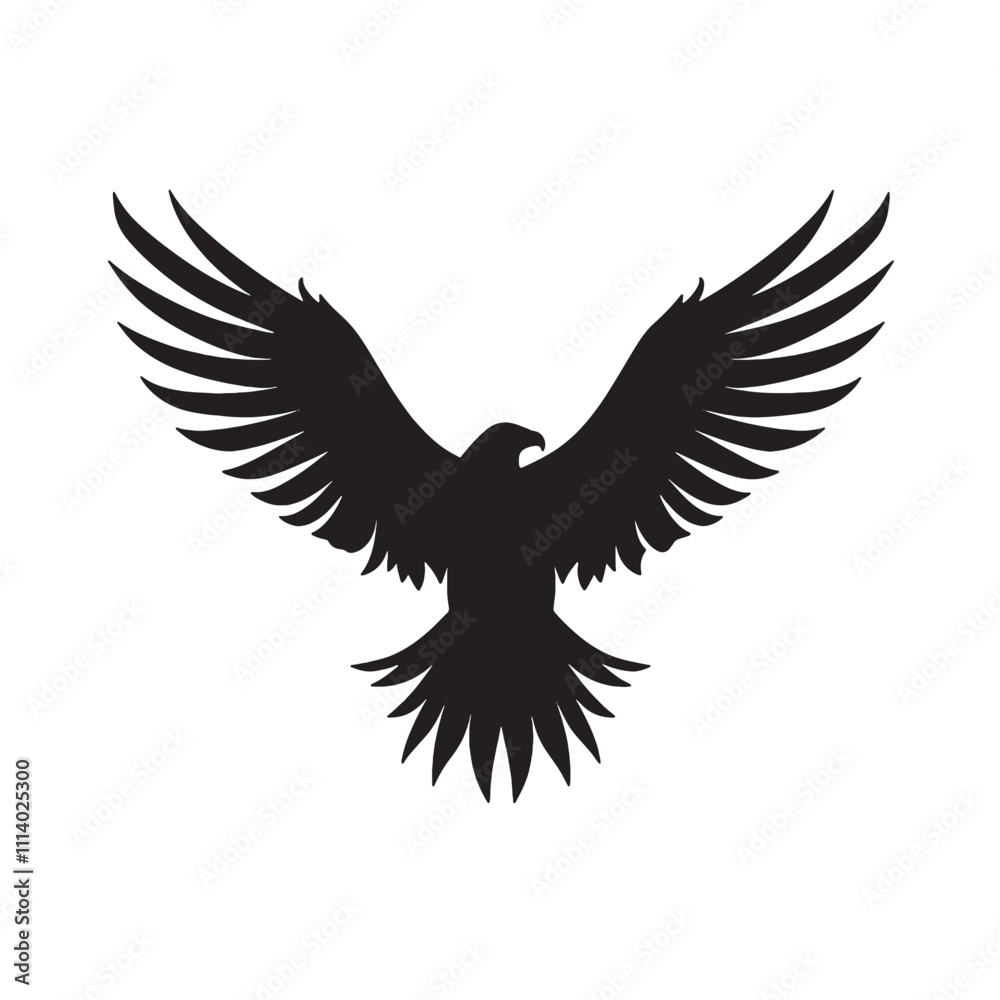 Fototapeta premium Soaring Eagle Silhouette Over Mountain Landscape