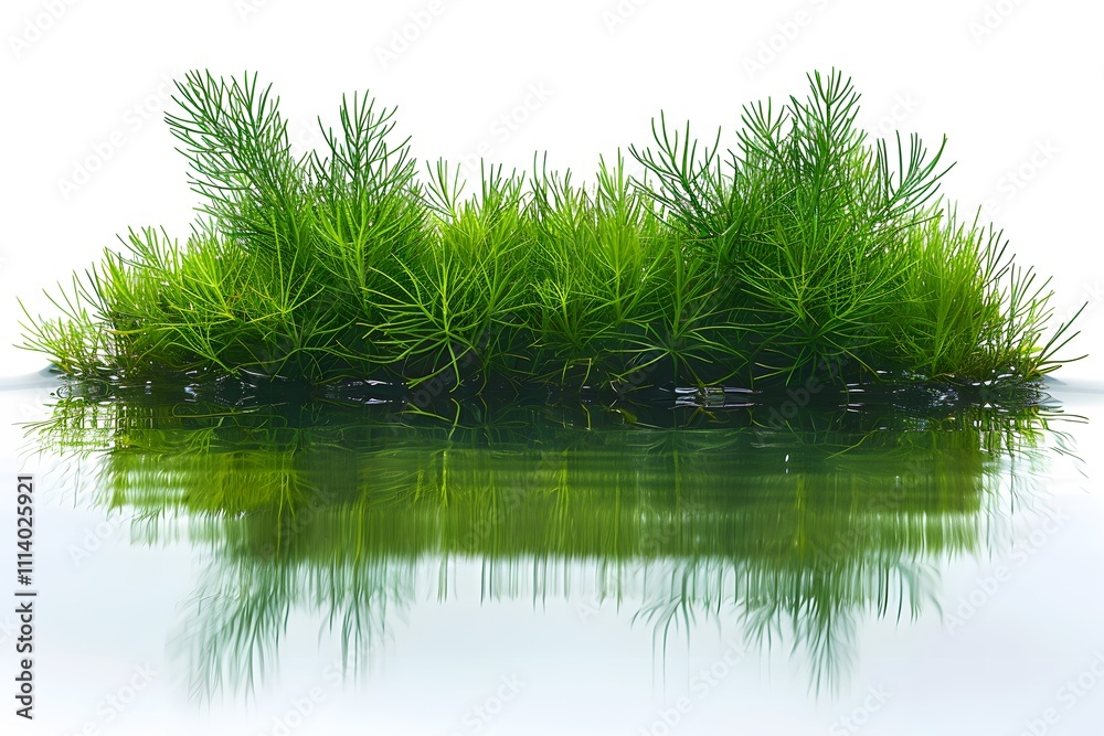Obraz premium Lush Green Aquatic Plants Reflecting in Water for Nature Designs