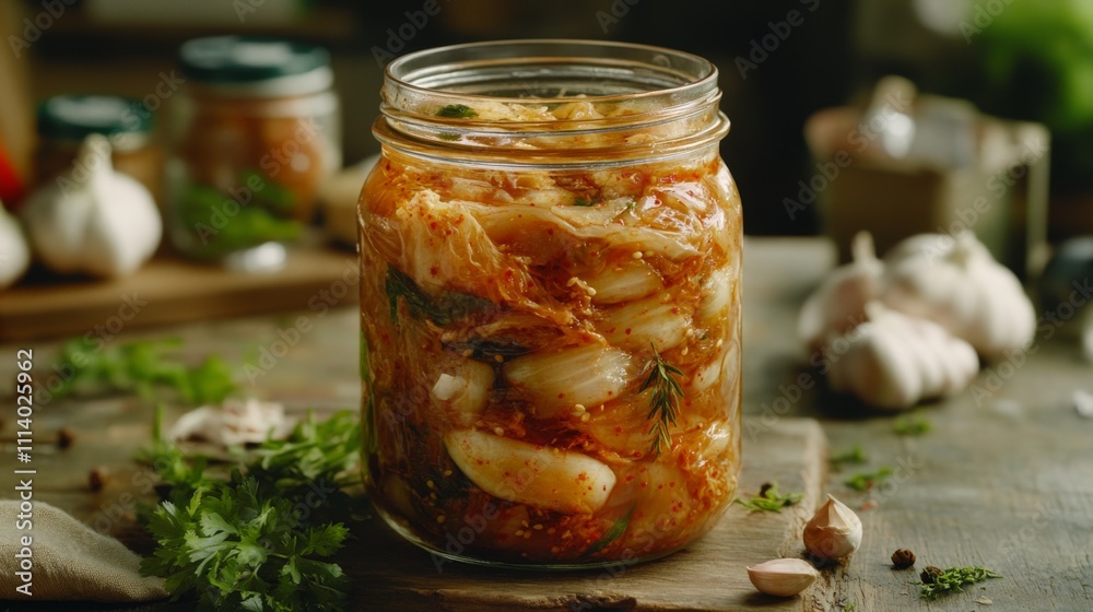 Homemade Fermented Kimchi with Fresh Vegetables and Spices Homemade Fermented Kimchi with Fresh Vegetables and Spices