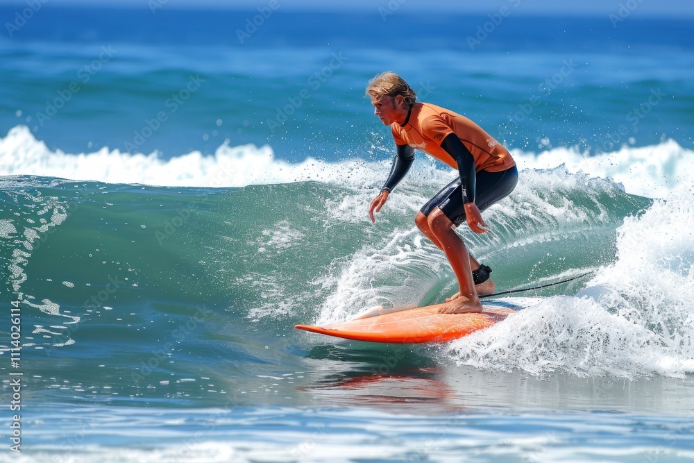 Surfer executing an impressive maneuver on a massive wave with detailed water and surfboard action Surfer executing an impressive maneuver on a massive wave with detailed water and surfboard action