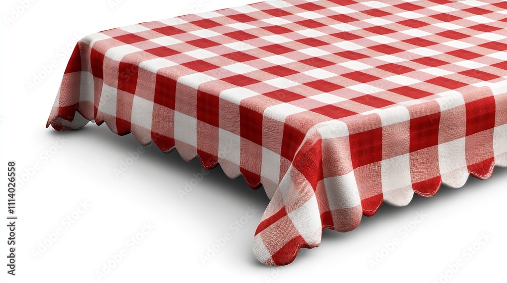 Red Checkered Table Cloth Isolated on White or Transparent PNG

