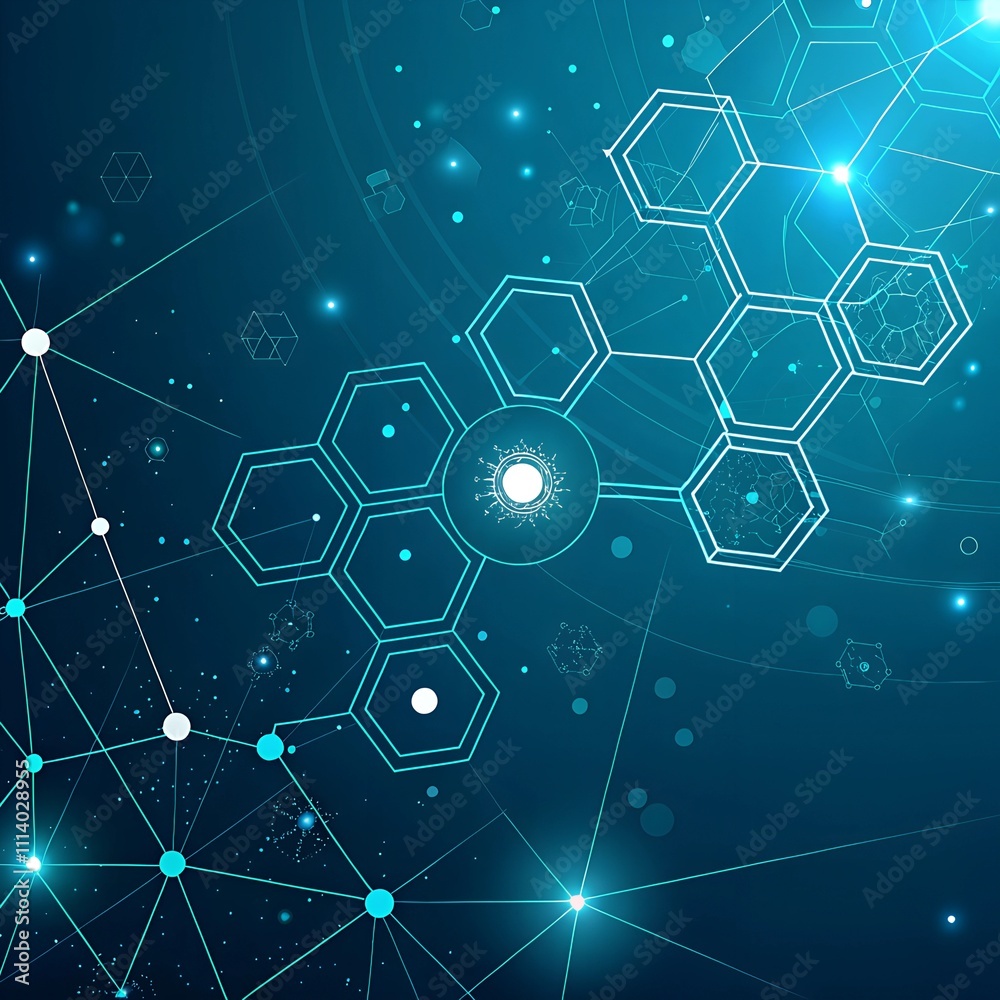 Fototapeta premium Futuristic molecular structure with glowing networks