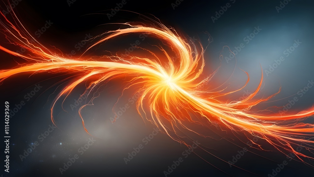 Radiant orange energy swirls and shoots through the air, enlivened by subtle lines and electric red highlights. Supernatural power. Radiant orange energy swirls and shoots through the air, enlivened by subtle lines and electric red highlights. Supernatural power.