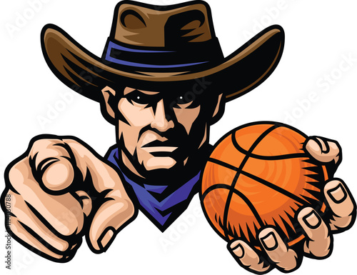 A cowboy man basketball ball cowboys sports team mascot
