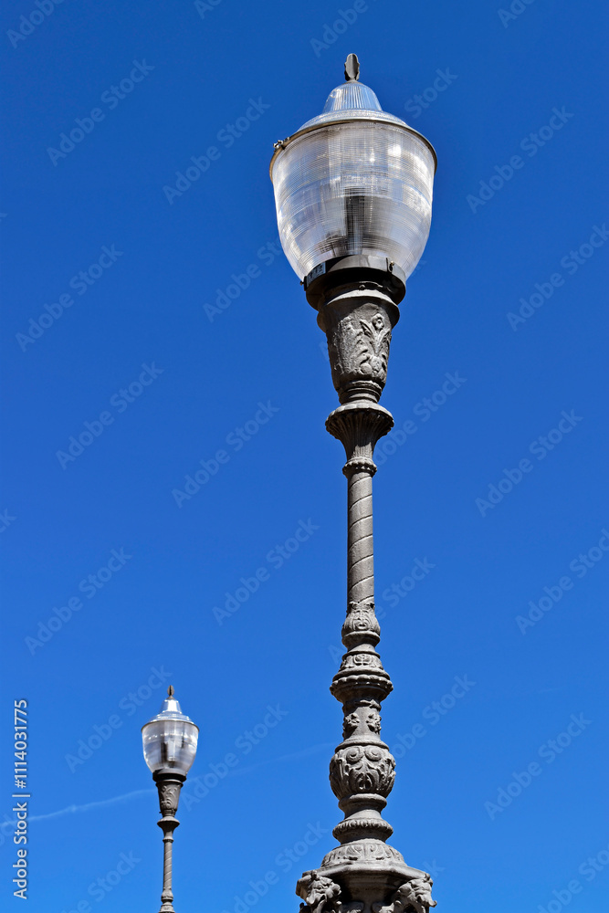 Antique street lamp against a blue sky on Quinta da Boa Vista, Rio de Janeiro, Brazil Antique street lamp against a blue sky on Quinta da Boa Vista, Rio de Janeiro, Brazil