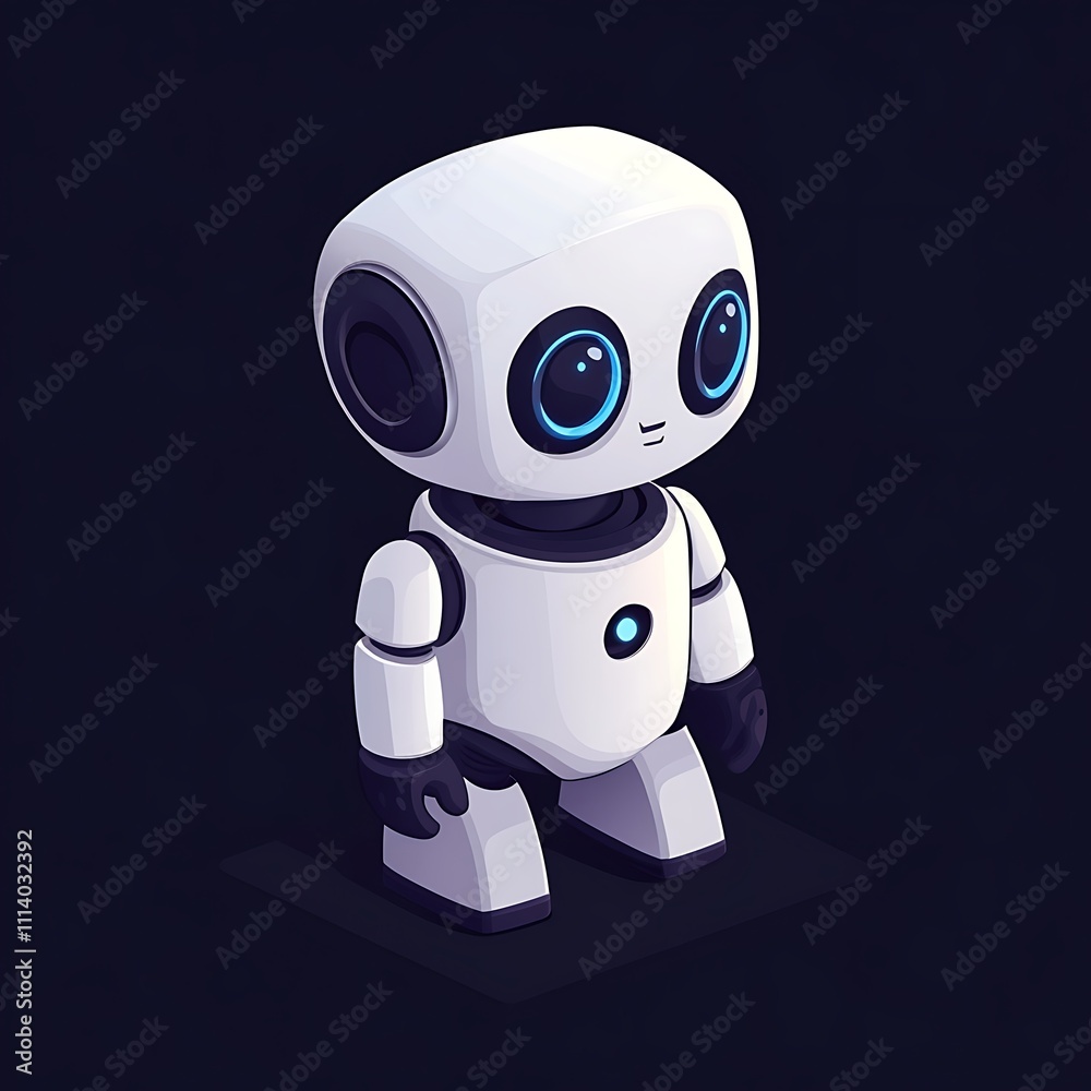 Artificial intelligence robot featured in elegant high-quality isometric presentation image Artificial intelligence robot featured in elegant high-quality isometric presentation image