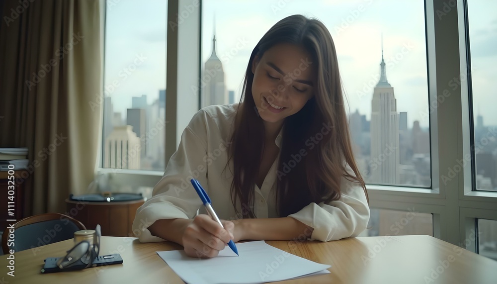 woman writing book at home woman writing book at home