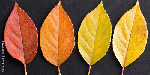 季節の移り変わりを示す色とりどりの葉の自然な変化