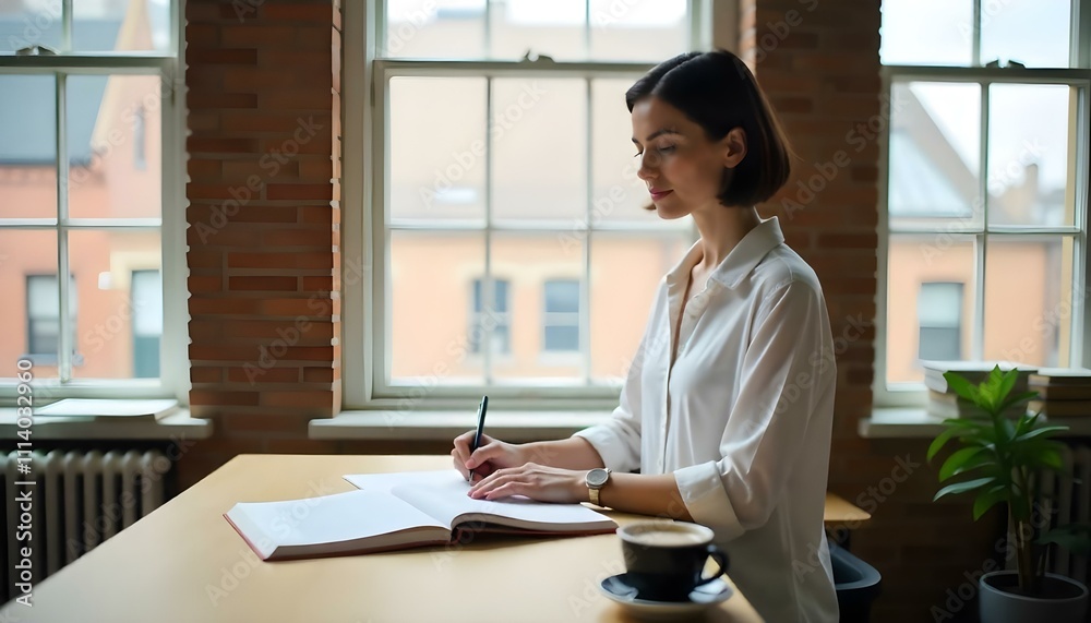 Caucasian woman working at studio Caucasian woman working at studio