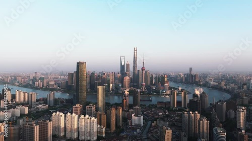 Aerial photography of Shanghai skyline