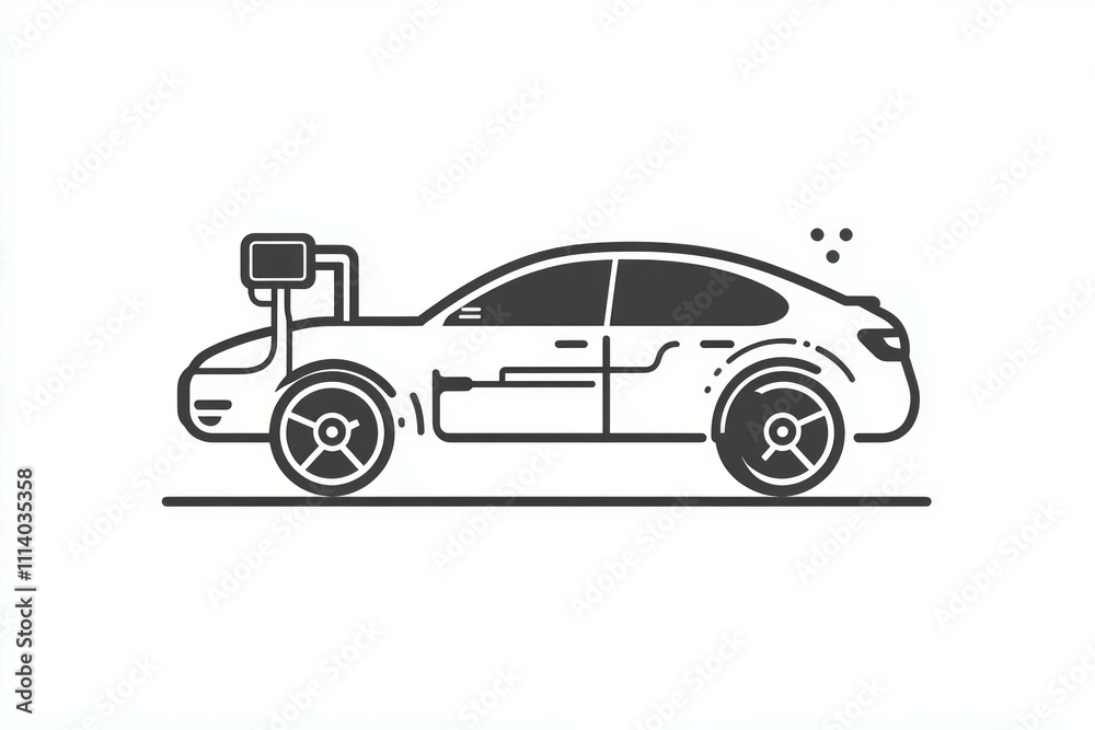 Obraz premium Line drawing of sports car on white background