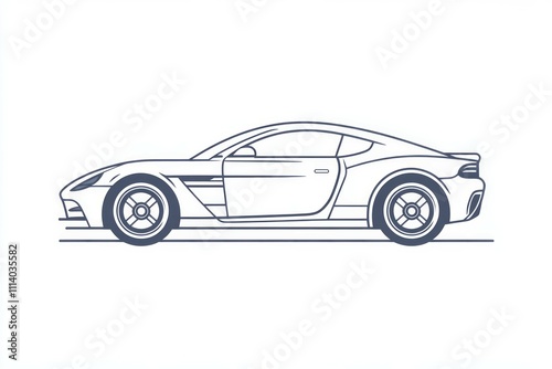 Line drawing of sports car on white background