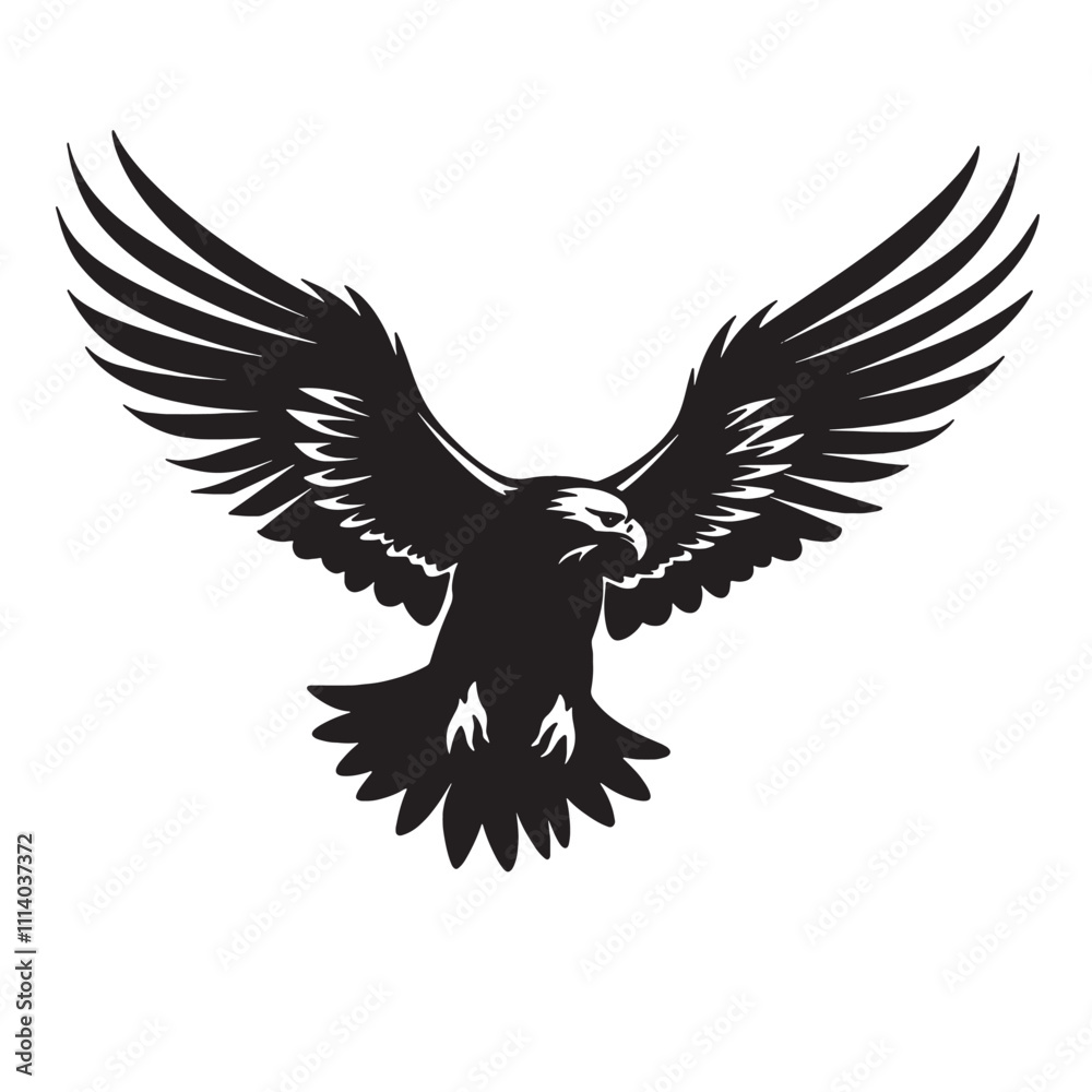 Naklejka premium Fearless Eagle Silhouette in Open Sky