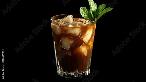 Iced Coffee with Mint in a Glass