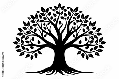 Minimalist Black Tree of Life Silhouette Vector Art