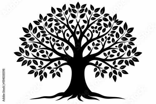 Minimalist Black Tree of Life Silhouette Vector Art