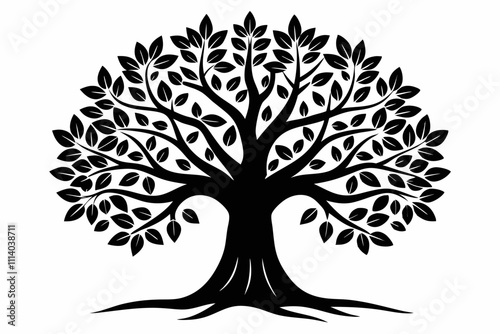 Minimalist Black Tree of Life Silhouette Vector Art