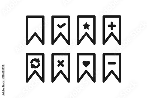 bookmark and reading icons line set