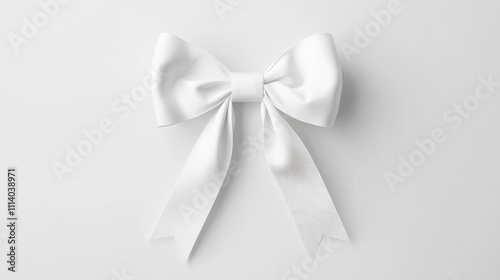 Christmas bow clipart, minimalist style, monochrome white, isolated on white background 