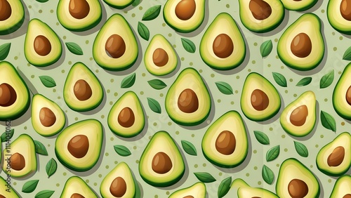 cute avocado fruit seamless with high detailing